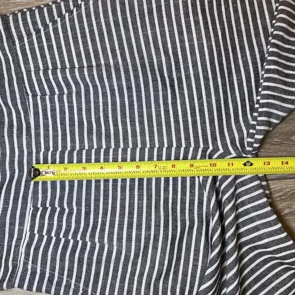 Mokingtop crop jumpsuit lightweight cotton black white stripes womens sz M - Picture 15 of 16